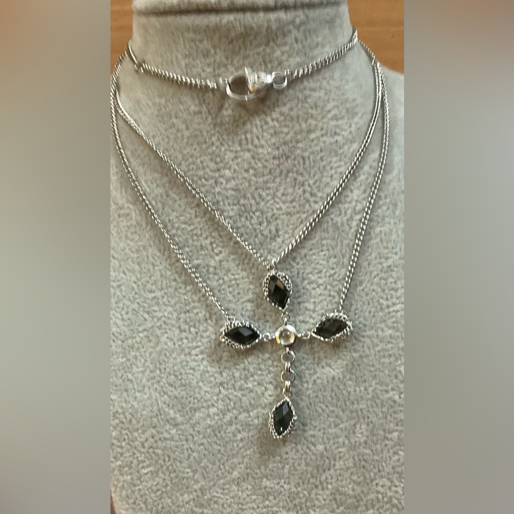 Anthony Nak:sterling silver 18’’inch layered cross necklace /chain with extender